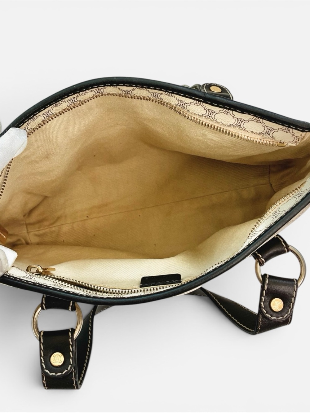 Celine Macadam Tote Bag Vintage Ivory Brown Shoulder Bag - Picture 7 of 15